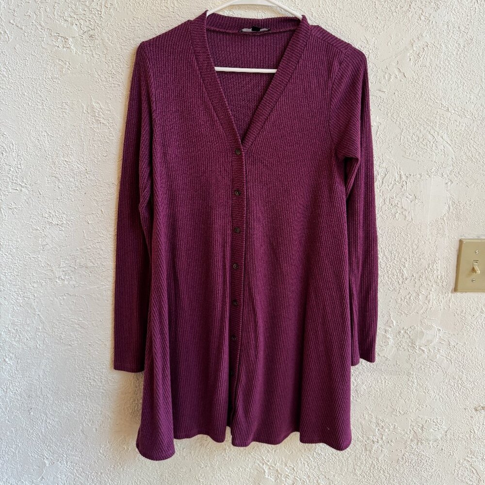 Lulu's Sweet Comfort Button Up Sweater Dress in Fuschia, Size XS